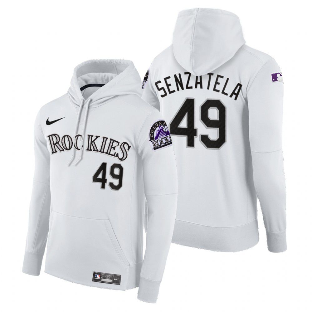 Men Colorado Rockies #49 Senzatela white home hoodie 2021 MLB Nike Jerseys